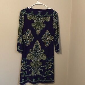 London Times Elegant Paisley Long Sleeve Dress